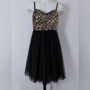 Entry Black and Gold Sequin Kids Dress